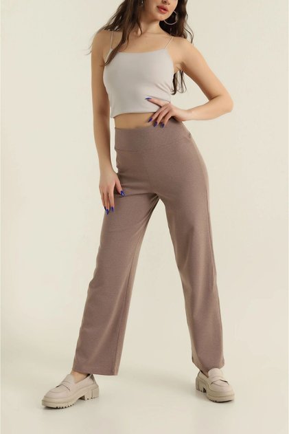Women's Extra High Waist Gathering Straight Leg Ribbed Fabric Flexible Sports Casual Leggings