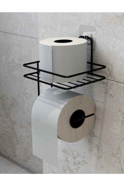 Adhesive Toilet Paper Holder Hanger Matte Black Metal Toilet Paper Holder