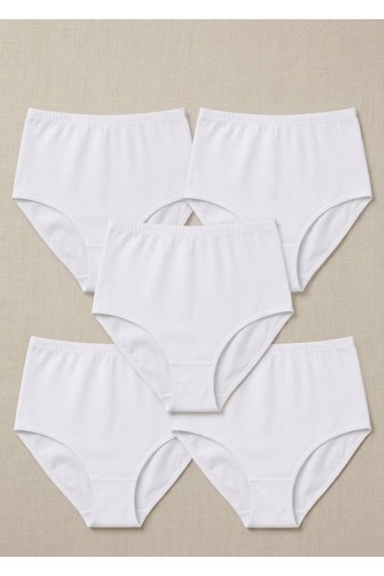 Women's White Color Cotton Bato Panties 5-Pack