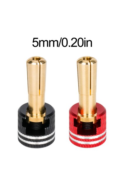 5mm 1pair LowPro Bullet Plugs, Welding-Free Hard Shell Metal Heatsink, 4mm/5mm Set for RC Cars