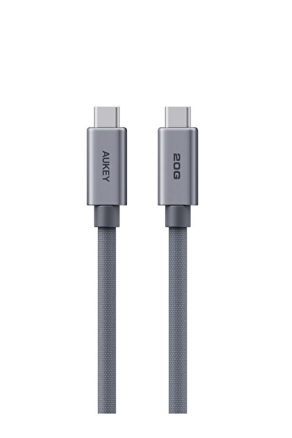 كابل USB4 GEN2 من نوع Circlet Mix بطول 2 متر، بقوة 240 واط. كابل USB-C إلى USB-C مجدول من DTY طراز CB-DCC321 باللون الرمادي