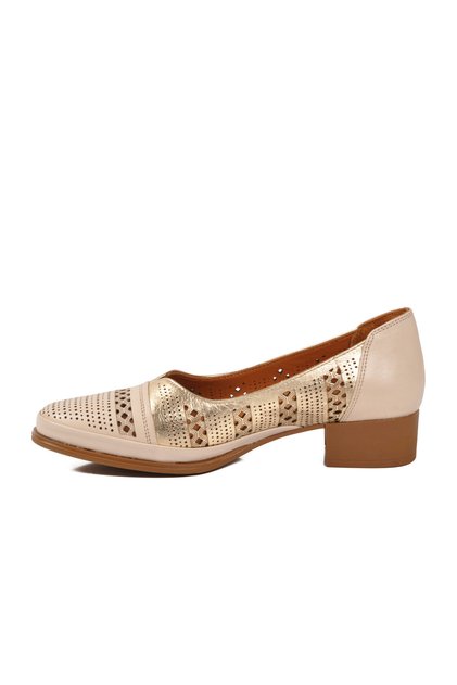Beige-Gold Genuine Leather Women's Casual Shoes 1709280Y Z