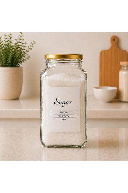 1 Piece 3000 ml Candy Jar with Label, Glass Storage Container with Flip Lid