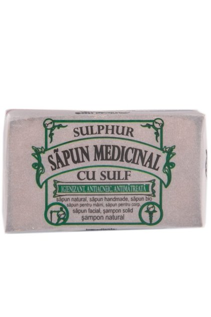 Săpun cu sulf, șampon solid, medicinal, 90g