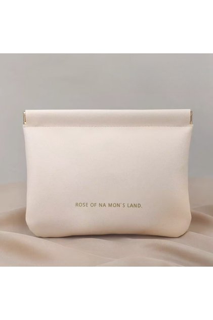 Ivory Snap Closure Mini Pouch PU Leather Tech Organizer for Earphones Cable Charger Portable Toiletr