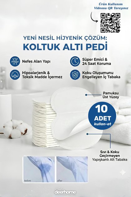 Tek Kullanımlık Koltuk Altı Pedi Tüm Gün Ter Emici Yapraklar 10 Adet