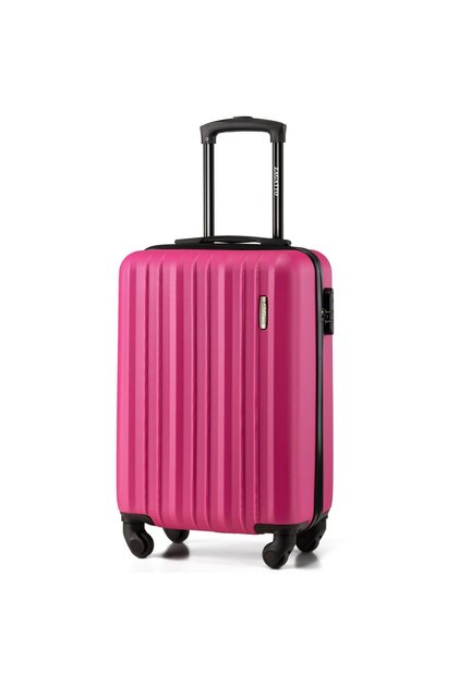 Troler Cabina, Roz, 56x36x20 cm, Troller, Bagaj de mana, Valiza Cabina, 4 Roti, Cifru, ABS, ZG509