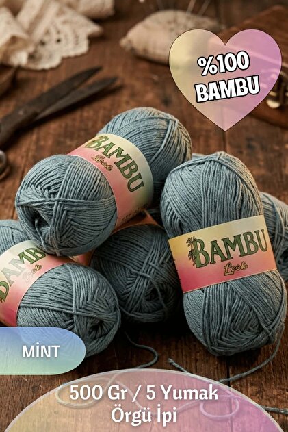 %100 Bambu Örgü İpi (5 Yumak / 500 Gram / 1600 Metre)