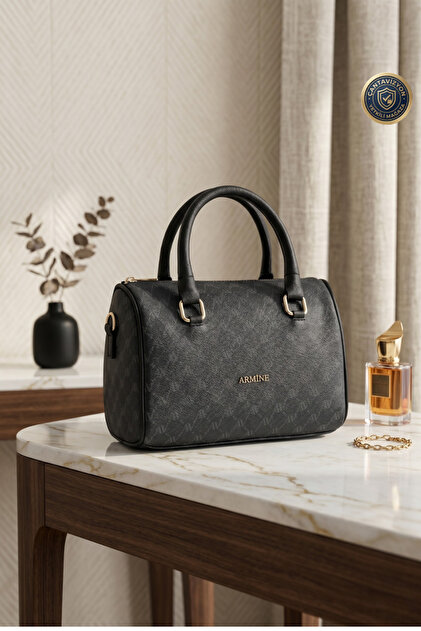 Women's Black Dotted Cross Strap Hand & Shoulder Bag 427