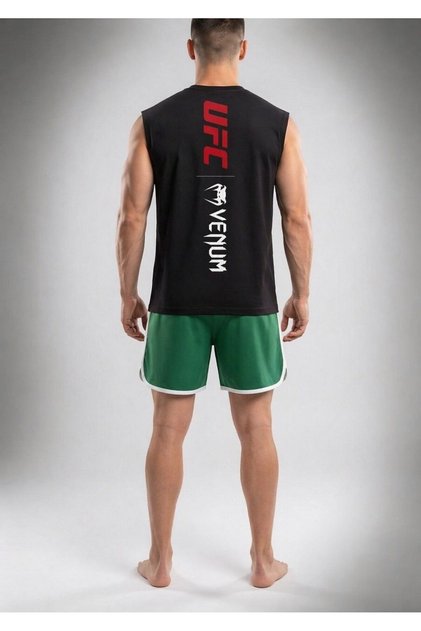 Ufc Printed Oversize Sleeveless T-Shirt & Venum Shorts Men's Summer Sports Combo - 2-Piece Bottom-Top Shorts and T-Shirt Combo