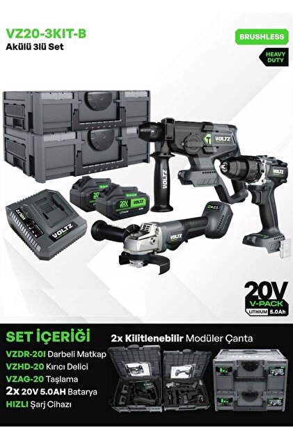 クリフトフル　3点セット Voltz VZ20-3KIT-B AKÜLÜ ÜÇLÜ SET - Fiyatı, Yorumları