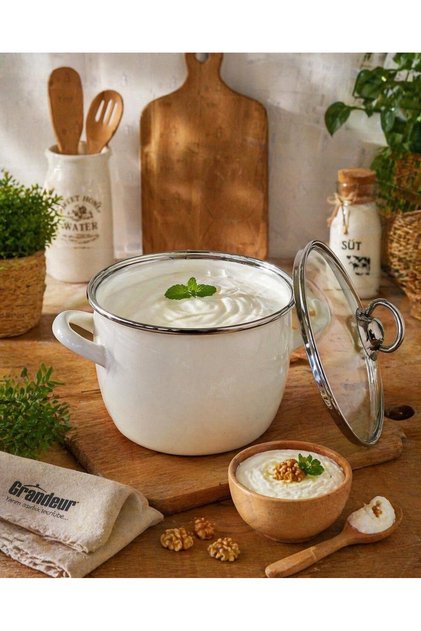 18 cm Enamel Yogurt Maker 4 Liter Inflatable Yogurt Fermentation Pot with Glass Lid