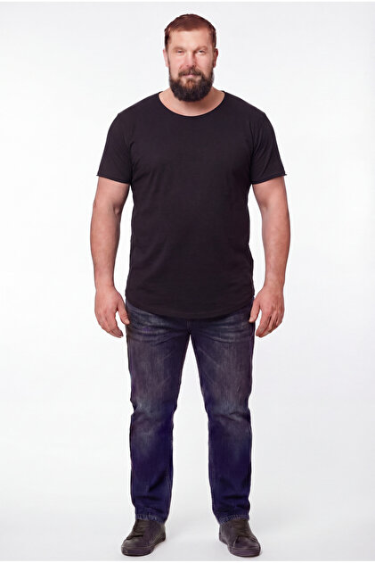 Large Size Men's Wide Collar 100% Cotton Loose Fit T-Shirt