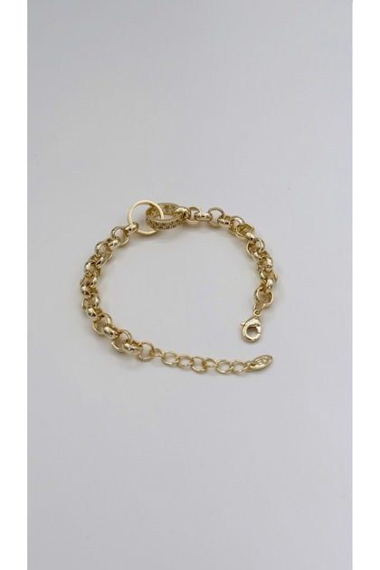 Fully Design Gold Anti-Tarnish Snap Ring Model Stylish Bracelet 17+2 cm
