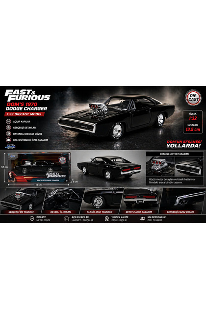 Fast & Furious Dom’s 1970 Dodge Charger 1:32 Diecast