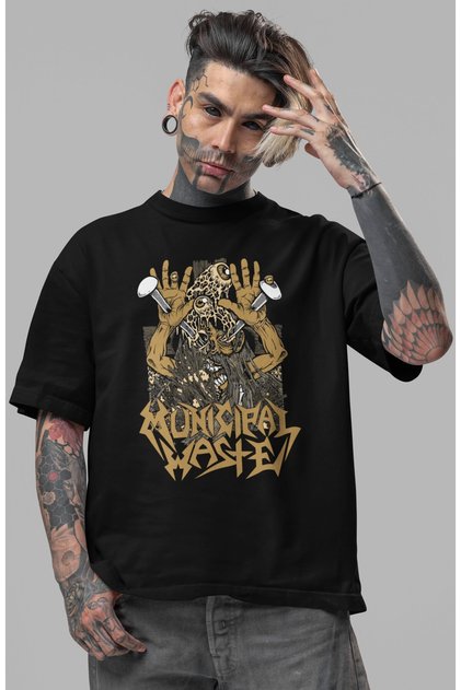 Municipal Waste Rock Metal Music Band Pre-Printed Unisex Oversize T-Shirt