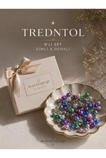 Simli Renkli Eşarp Şal klipsi 8’li Set | Şık & Işıltılı Tasarım karışık gönderilir