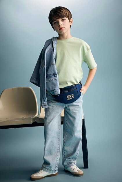 100% Cotton Barrel Fit Jean Trousers for Boys H0986A826Sm