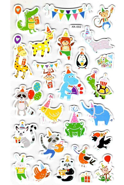 Sticker Eva Embossed Sticker Decal Notebook Label (Xk002) 14X24 cm - Party Animal Cute