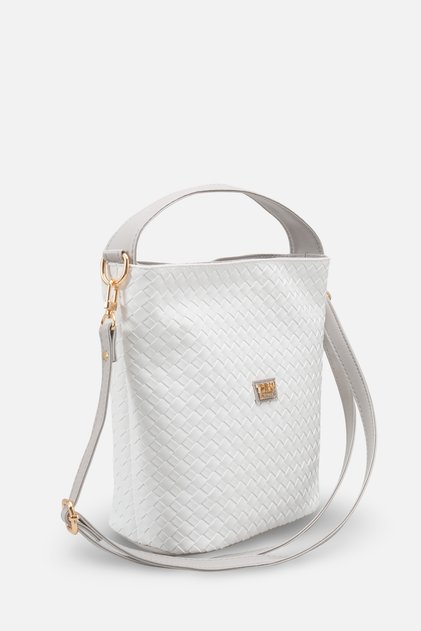 Elena Rosetti White Gray Knitted Women's Daily Stylish Cross Shoulder Bag