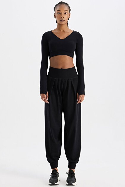 COMEUP Soft Kumaş Dokulu Dikişsiz Jogger Pantolon Siyah - Fiyatı