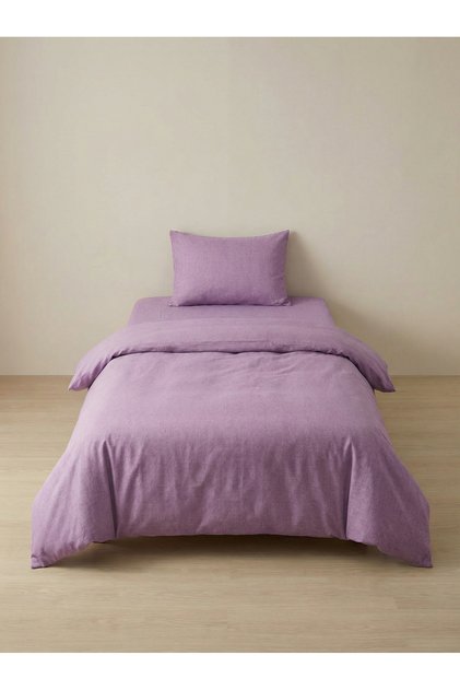 Cotton Single Duvet Cover Set, Solid Color Duvet Cover Set (Fitted Sheet)