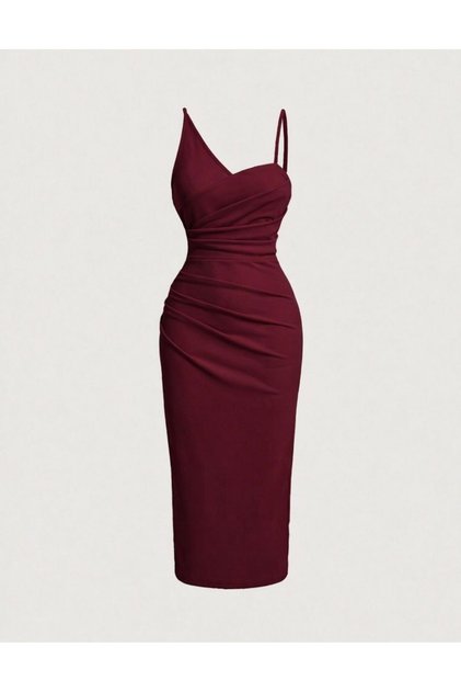 Draped Fish Shape Maxi Dress with Shoulder Detail