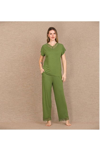 Short Sleeve Green Women's Pajama Set