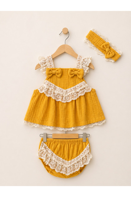 Lace Detail Strap Baby Girl Set