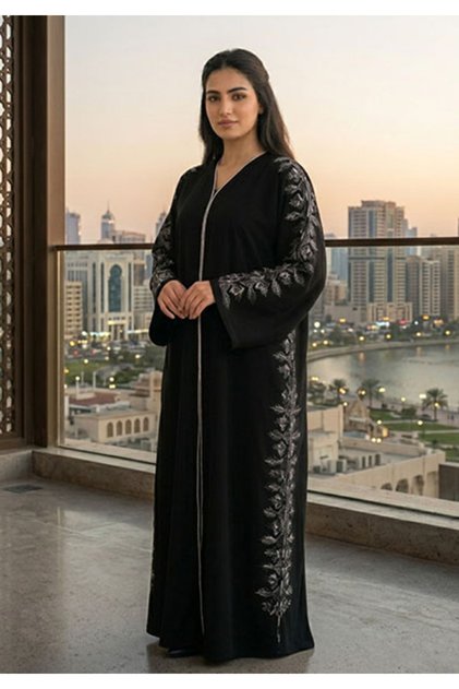 Premium Nida Embroidery Abaya Black Comfortable Daily Wear Sheila For Women