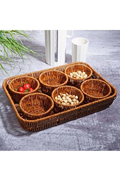Kosova Züccaciye Kosova Wicker 7'li Tepsili Çerezlik Set - Fiyatı