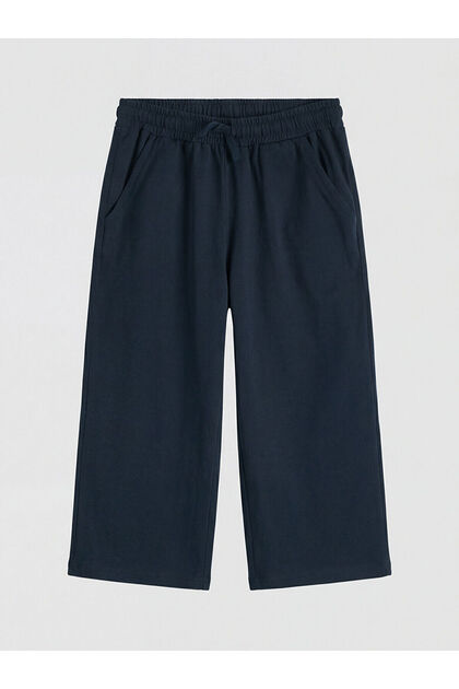 Navy Blue Basic Boy's Shorts with Elastic Waist
