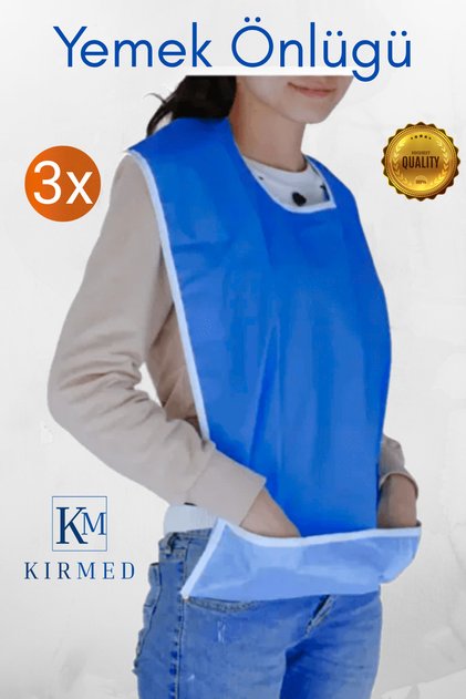 Hasta Yemek Önlüğü Sıvı Geçirmez Yetişkin Önlüğü Yıkanabilir Su Geçirmez Yatalaklar için Önlük 3 Adettir