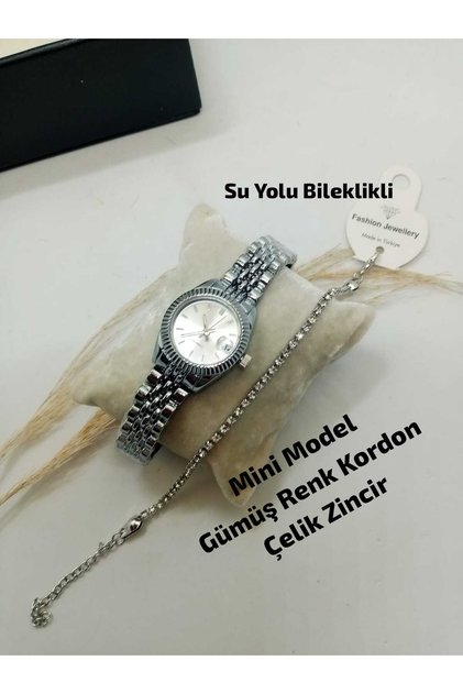 Minimal Model Vintage Women's Wristwatch Retro Steel Silver Band (with Zircon Stone)