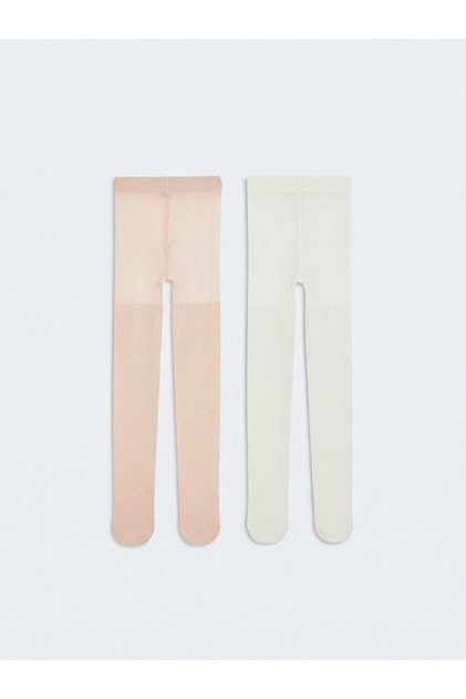 Pink glittery girl's thin pantyhose 2-pack