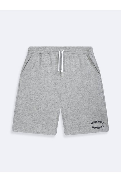 Varsity Printed Knitted Gray Shorts