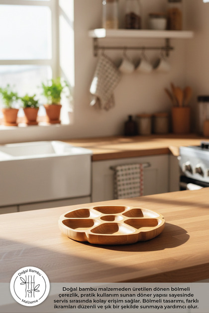 Pincho Mini - Rotating Bamboo Snack Bowl with Compartments