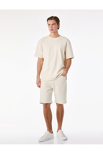 Normal Waist Cotton Bermuda Straight Fit Jean Shorts