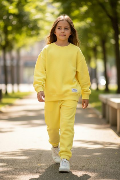 Unisex Kids' Tracksuit Set Green – Oversize Sweatshirt & Jogger Bottoms Comfortable Casual Sports Set