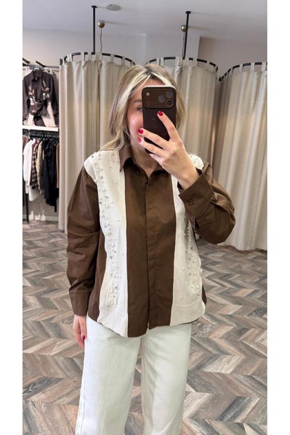 Shirt with Pearl and Tricoted Details