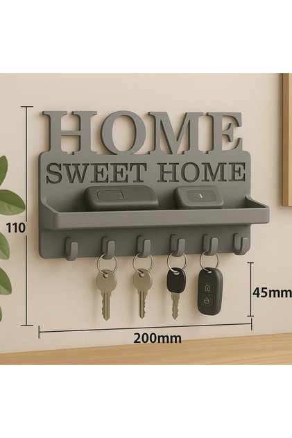 Home Sweet Home 3D Baskı Duvar Anahtarlık ve Eşya Rafı