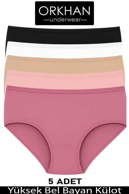 Women's Panties, High Waist Panties, Women's Cotton, Daily Wear, Soft Fabric, Kilot, Slip, Combed Cotton, 5-Pack