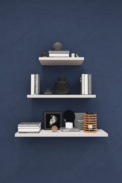 Modern 3'lü Uçan Raf Çok Amaçlı Duvar Rafı Organizer %100 MDF Kitaplık Mutfak Banyo Rafı DRF02