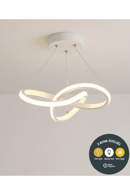 Snowflake Beyaz Modern Sarkıt LED Avize 3 Renk | Salon, Mutfak, Çocuk Odası ve Antre İçin