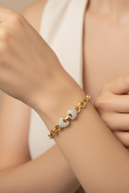 Style Pearl/Xuping Jewelry Ostie Heart Model Zircon Stone Bracelet