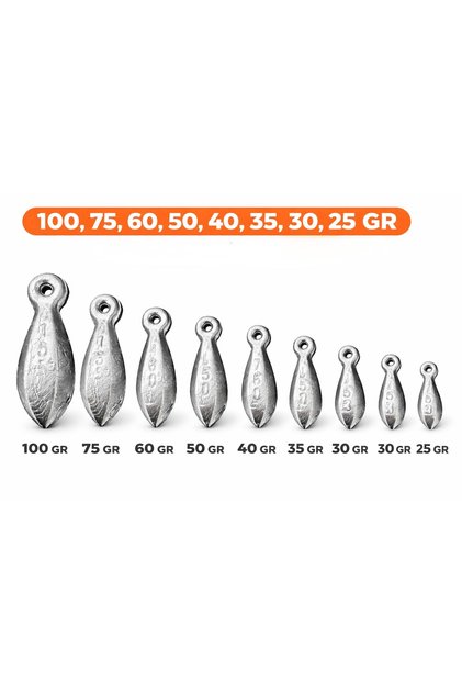 Tam set olta kurşunu dip takımı armut kurşun toplamda 400 gr.