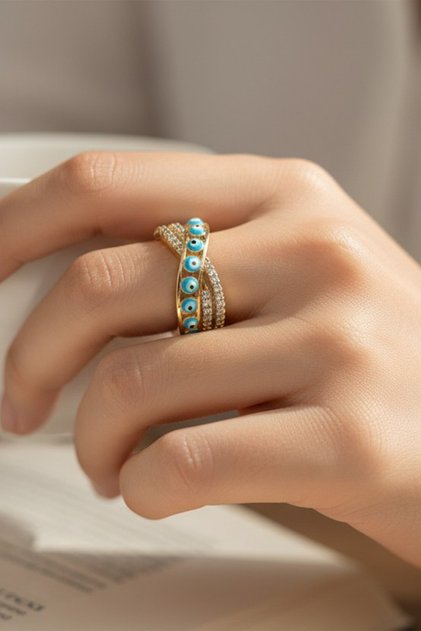 Style Pearl/Xuping Jewelry Evil Eye Beaded Ring (Please Be Sure to Review the Size Chart before Placing Your Order.)