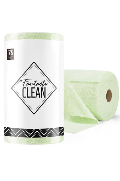 Multi-Purpose Roll Microfiber Cleaning Cloth 30X30 75 Sheets Green
