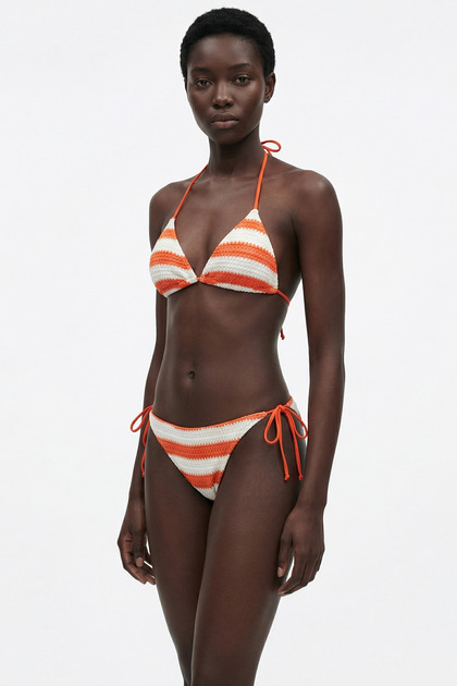 Patterned Knitwear Triangle Bikini Set