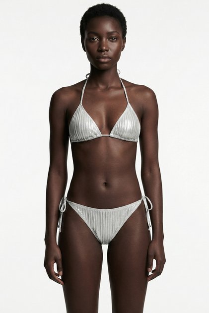 Krinkıl Gri Melanj Üçgen Bikini